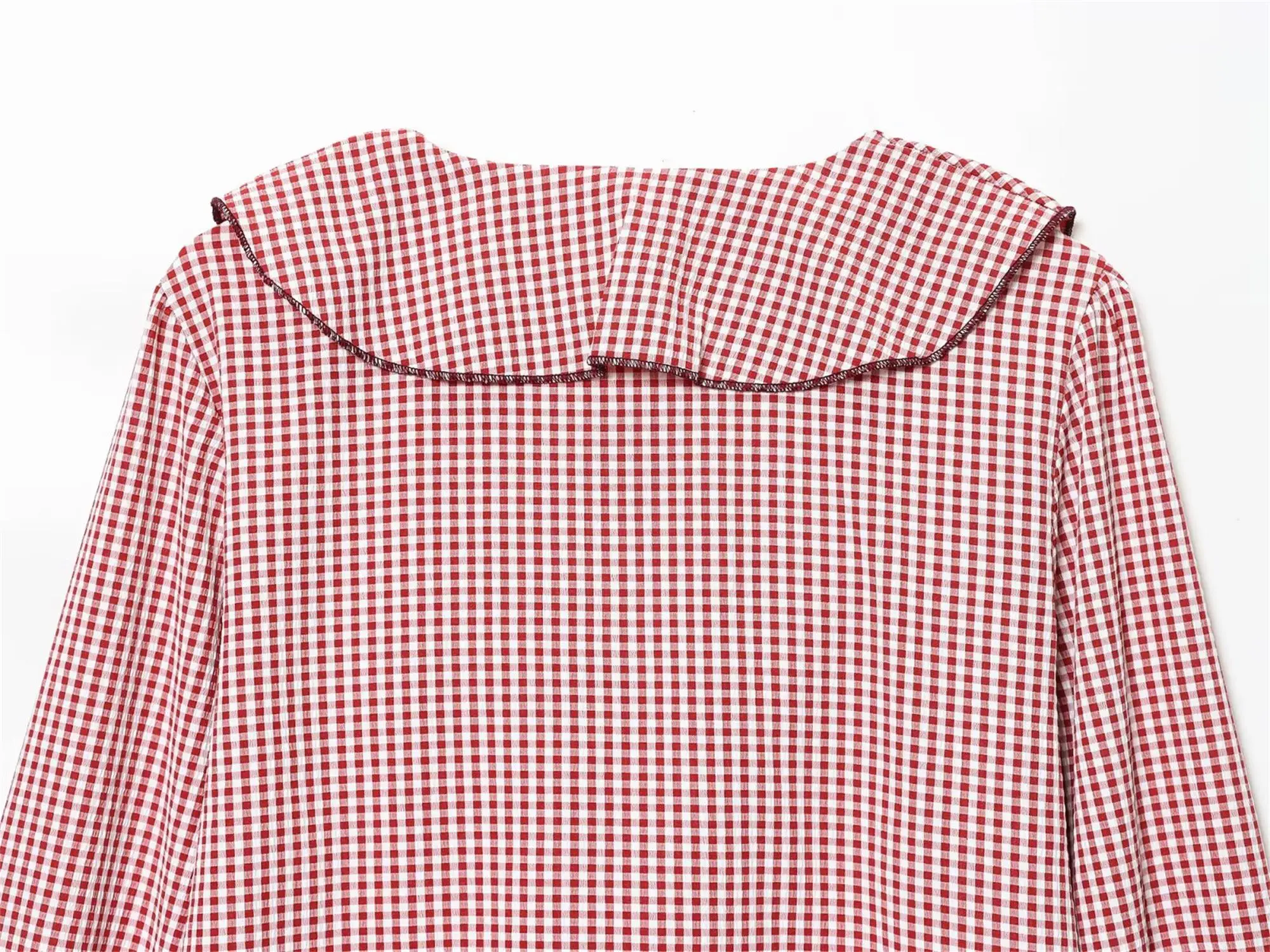Plaid V-Neck Blouse S132b6c666ff34e9c87d5e927ac863b172
