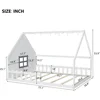 House Bed for Kids Full Montessori Floor Bed Wood Frame with Rails and Window, No Box Spring Needed, for Kids Teens Girls Boys 2