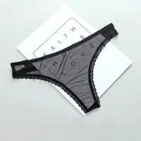Sexy Transparent string culottes femmes dentelle voir à travers l'entrejambe maille bas Sexy sans couture taille basse t-pantalon sous-vêtements 4