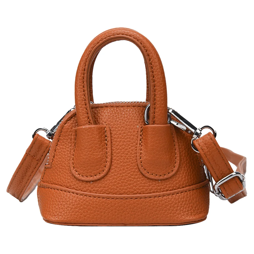 Shoulder Bag for Women Mini Shell Mini Coin Purse PU Leather with Zipper Top Handle Bag Solid Color Clutch Purse for Work Travel - Image 2