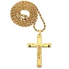 High quality 24K Gold Plated Jesus Christ Cross Pendant Hip hop Rap Golden Crucifixio Cuban Chain Necklace Men Jewelry 5