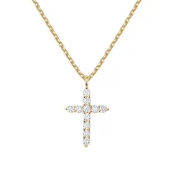 Elegant S925 Sterling Silver Cross Pendant Necklace with Sparkling Zircon Accents - Perfect for Gifting and Everyday Elegance (GOLD)