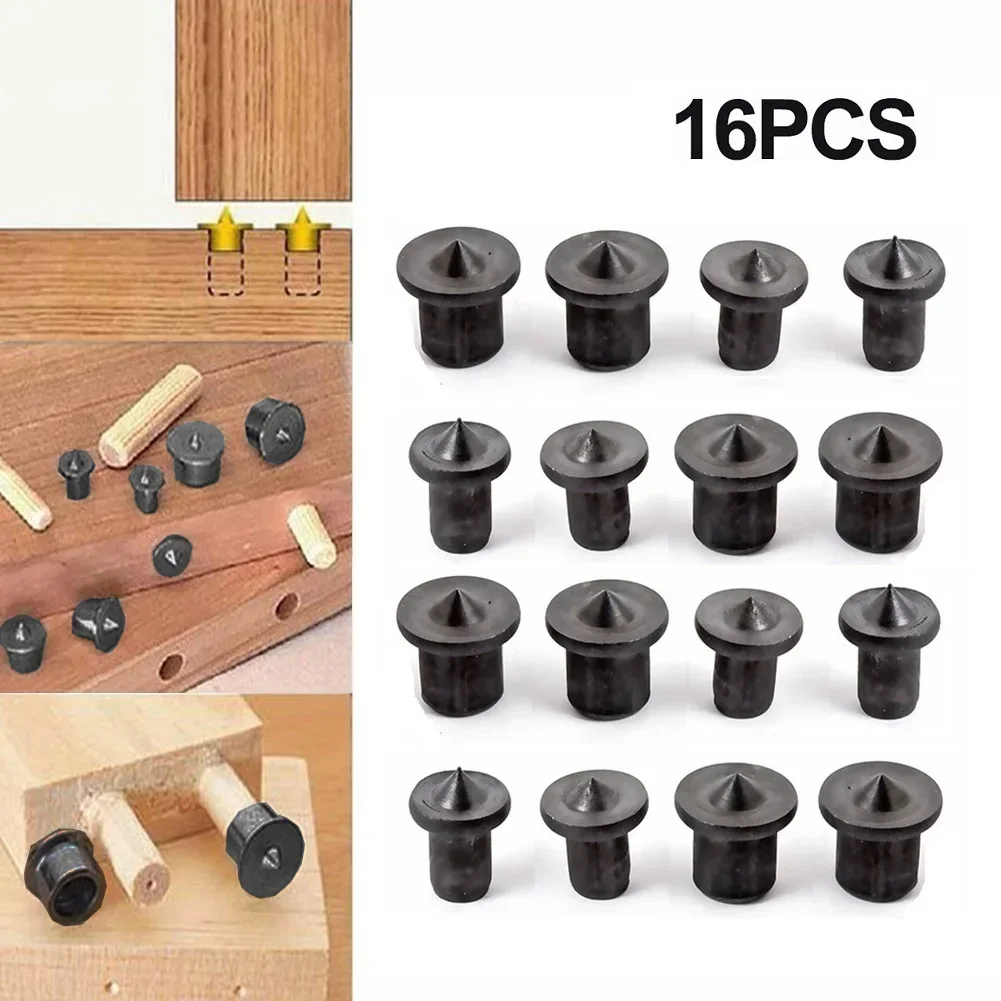 Dowel Centre Point Set Wood Drill Hole Tenon Center Furniture Centering Point Drilling Woodoworking Tools 16pcs 6/8/10/12mm
