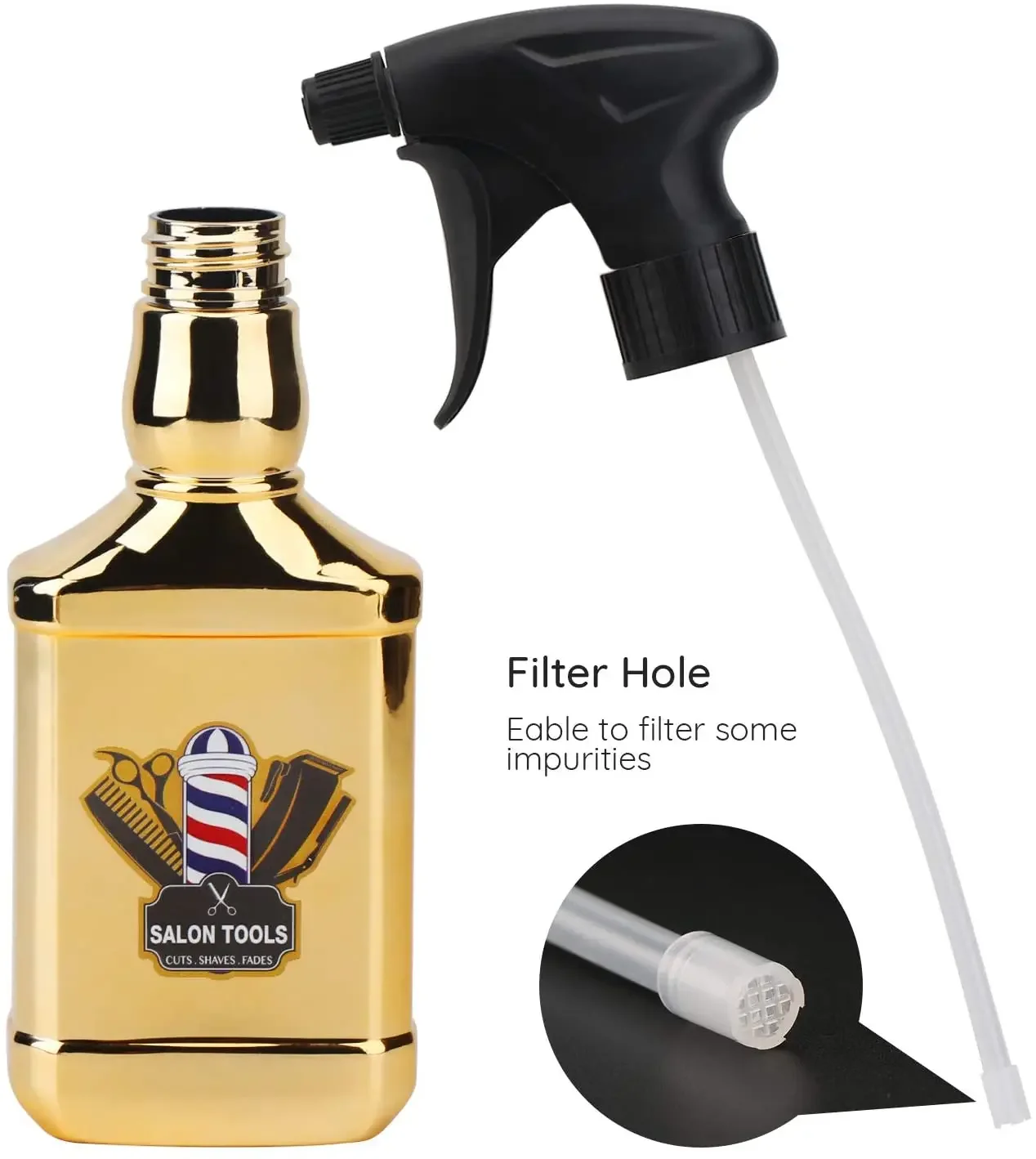 300ML Barber Spray Bottle Fine Mist Watering Can Salon Refillable Electroplating Bottles Hairdressing Hairbrush Haircut Comb Set