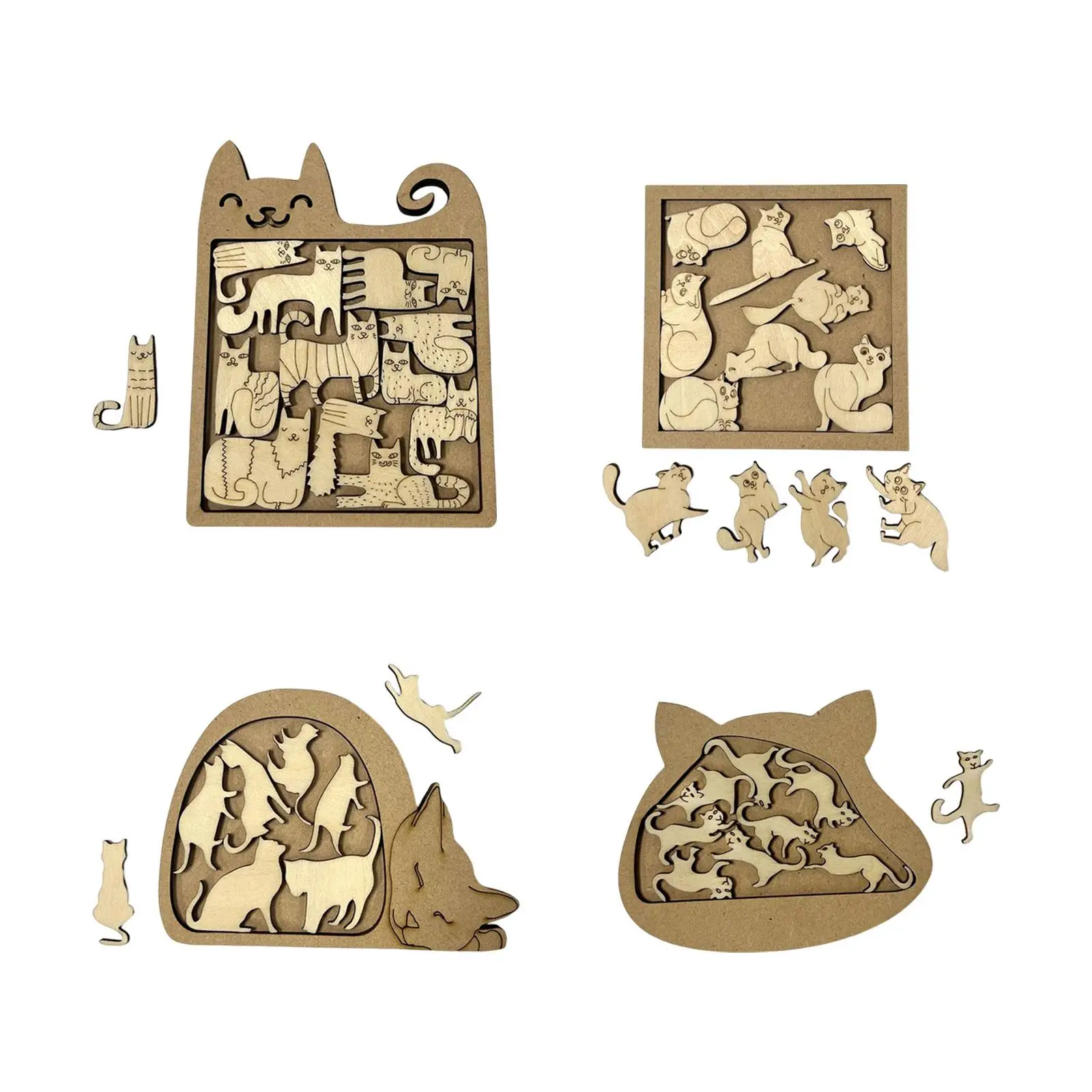 

Игрушка-головоломка, 3D деревянная игрушка-головоломка для кошек, игрушки Монтессори, деревянные игры-головоломка для малышей