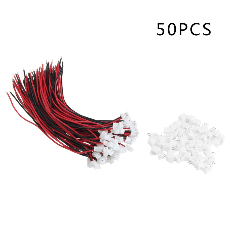 

50 Sets Mini Micro JST 2.0 PH 2 Pin Connector Plug With Wires Cables 15cm/5.9in Drop Shipping