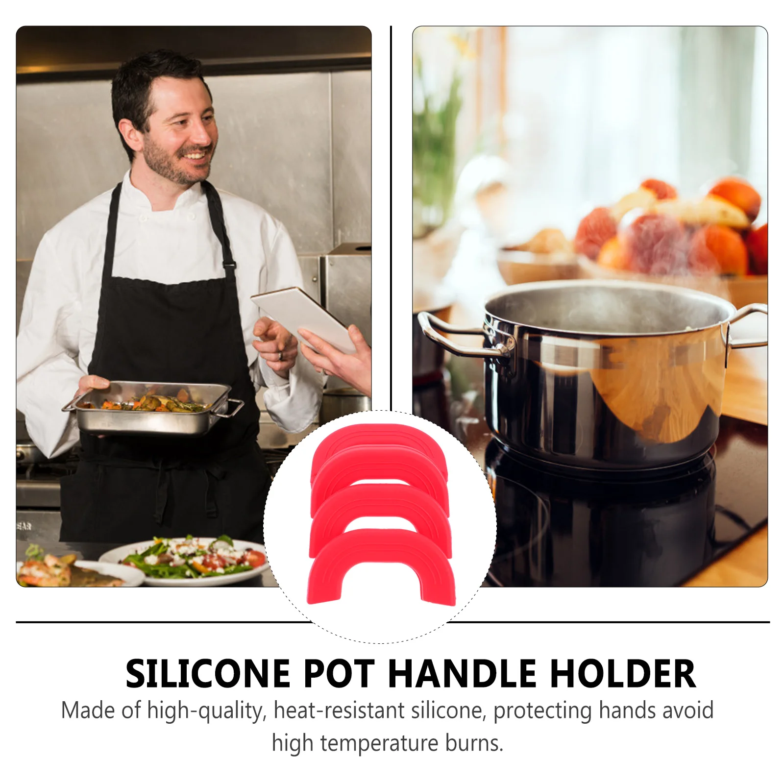 4PCS kitchen Silicone Pot Holder Skillet Handle Cast Iron Cover