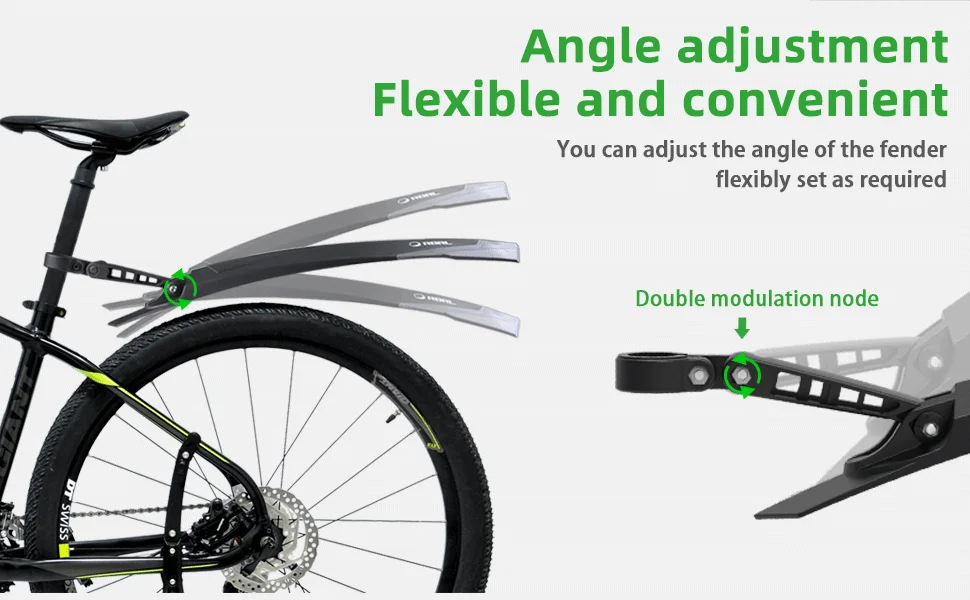 RBRL MTB Bicycle Fender Adjustable Front Rear Bike Mudguard Quick-release Splash-proof Widen Fenders for 26/27.5/29" Bicycle