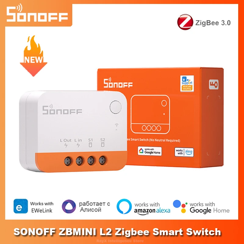

Умный модуль переключателя SONOFF ZBMINI-L2, не требуется нейтральный провод, двухстороннее управление умным домом, поддержка приложения eWeLink, Alexa, Google Home