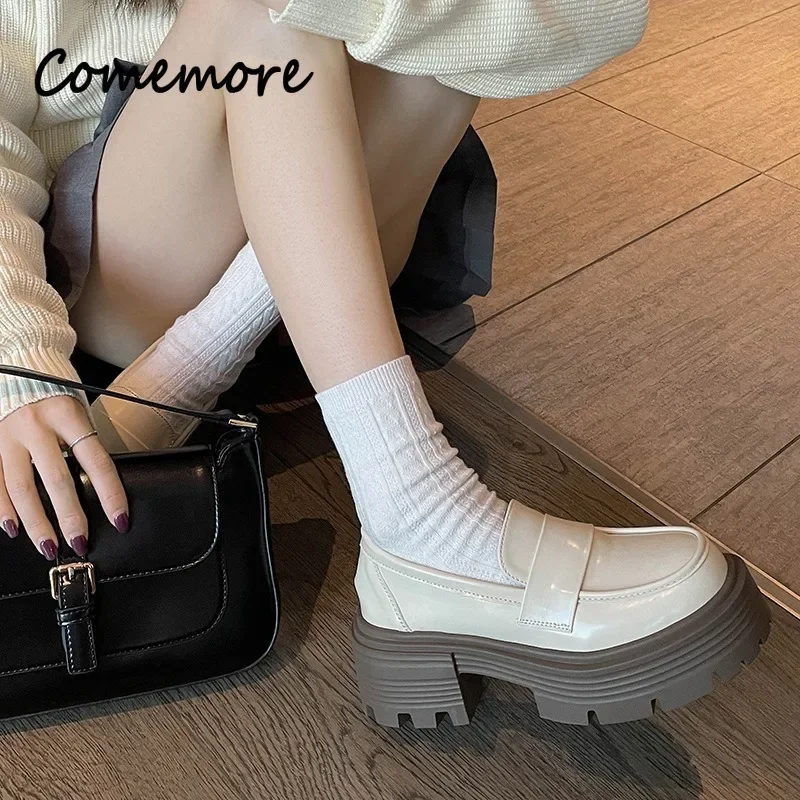 Comemore 2023 Spring Women Japanese Style Slip on Black