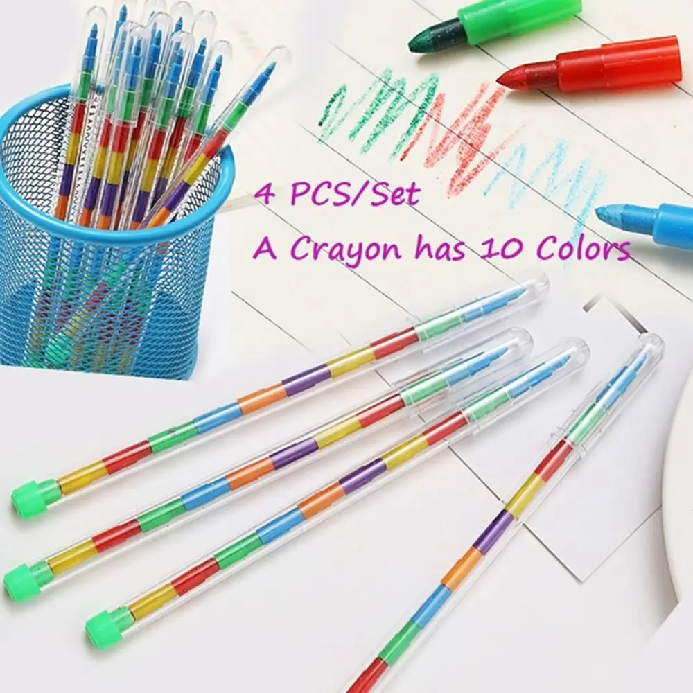 

Children Cute School Office Supplies Pastel Kids Oil Drawing Art Stacker Pen Graffiti Crayon Pencils Painting Pen