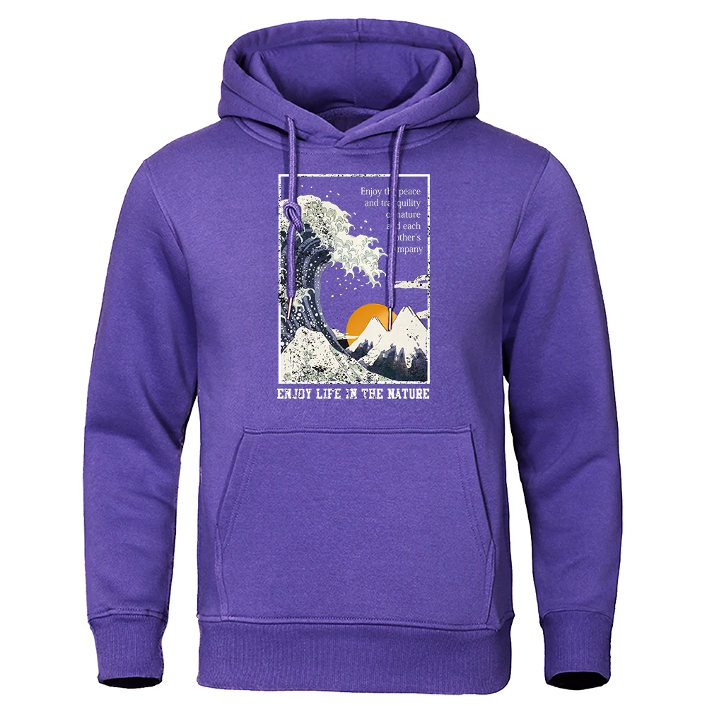 

Enjoy Life In The Nature Sunset Waves Male Hoodie Designer Comfortable Streetwear Outdoor Pocket Hoodies Fashion Fleece Clothing