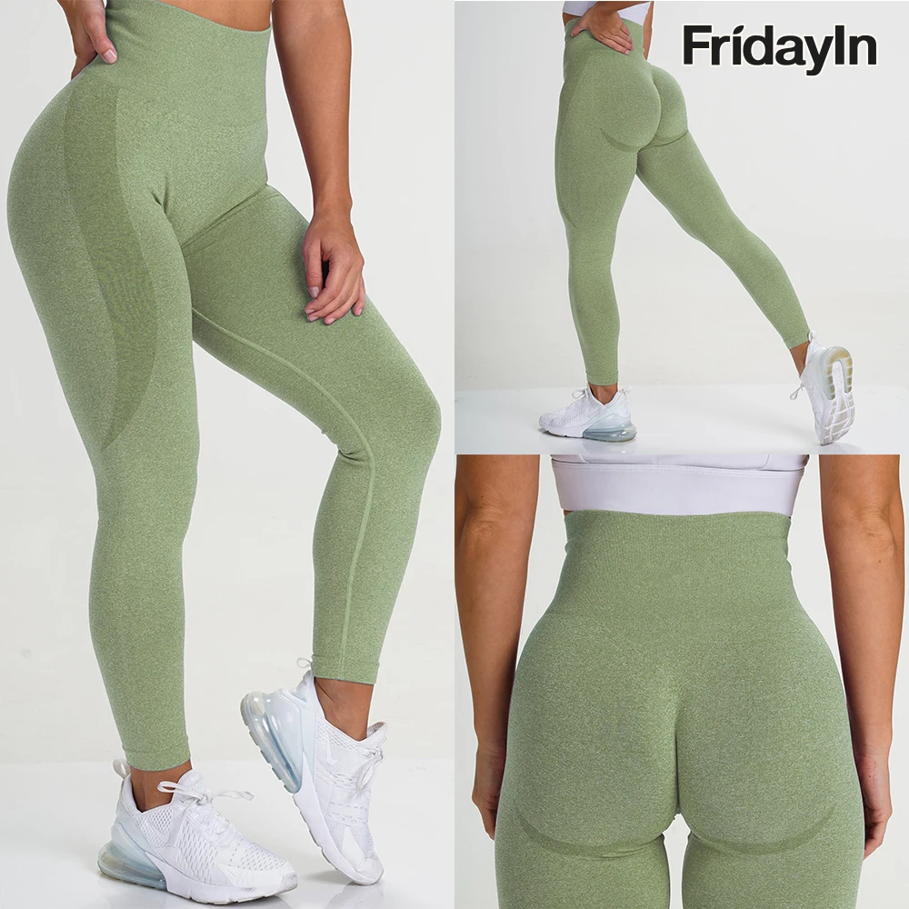 

Бесшовные штаны FridayIn с высокой талией для подтяжки ягодиц и йоги, эластичные облегающие спортивные штаны из спандекса, быстросохнущие обтягивающие леггинсы для фитнеса и тренировок
