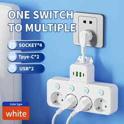 Smart EU Plug Power Strip with USB Type - C, Surge Protection, and Individual Switches - White (8924U)