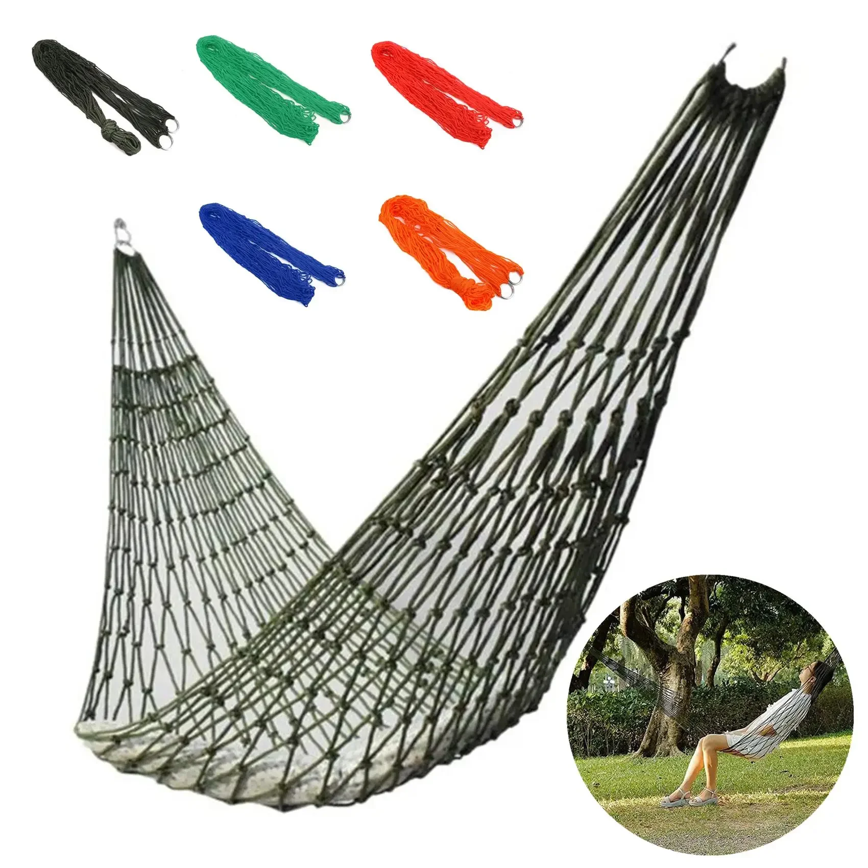 Durable Outdoor Nylon Mesh Hammock for Camping and Relaxation