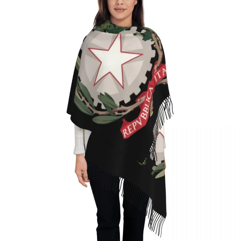 

Luxury Emblem Of Italy Tassel Scarf Women Winter Fall Warm Shawl Wrap Female Italian Republic Scarves