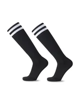 Chaussettes de Football à rayures blanches et noires pour hommes, adolescents, enfants, garçons, au-dessus du mollet, Baseball, Rugby, athlétiques, femmes et filles 5