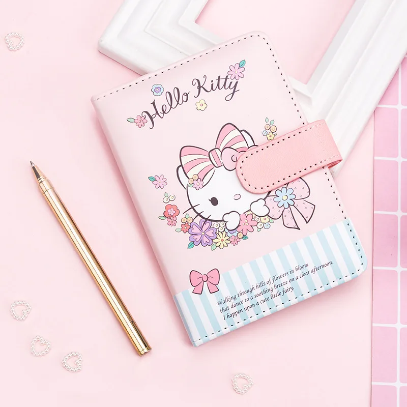 

Sanriod Anime Series Kawaii Hello Kittyd A6 Leather Notebook Hand Account Notepad Girl Cartoon Pocket Book Baby Boy Girl Gift