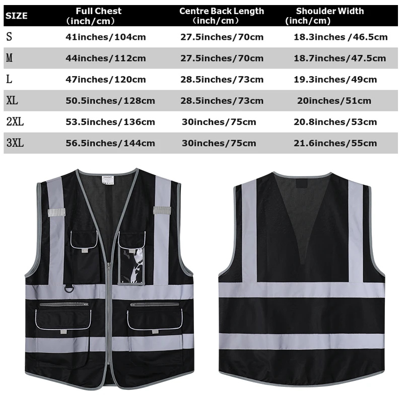 Multi Pockets Class 2 High Visibility Reflective Safety Vest Men Women Work Construction Vest