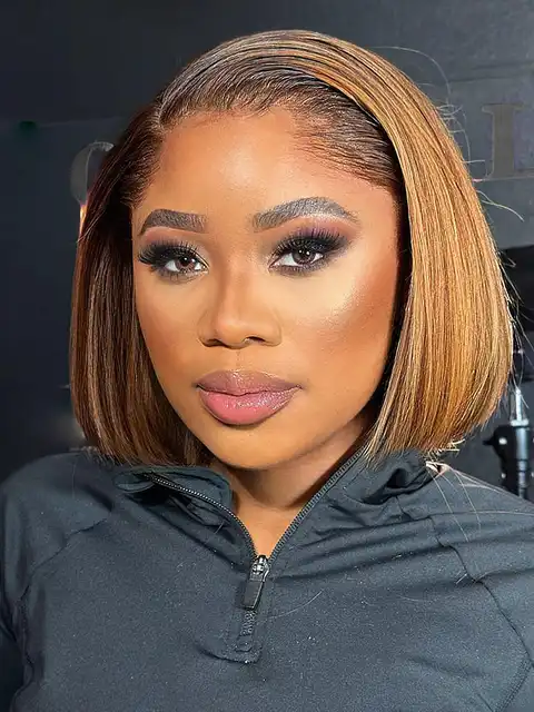 Alipearl cheveux Lagos délié met en évidence miel blond droit coupe émoussée 13x6 court Bob dentelle frontale perruque de cheveux humains 1