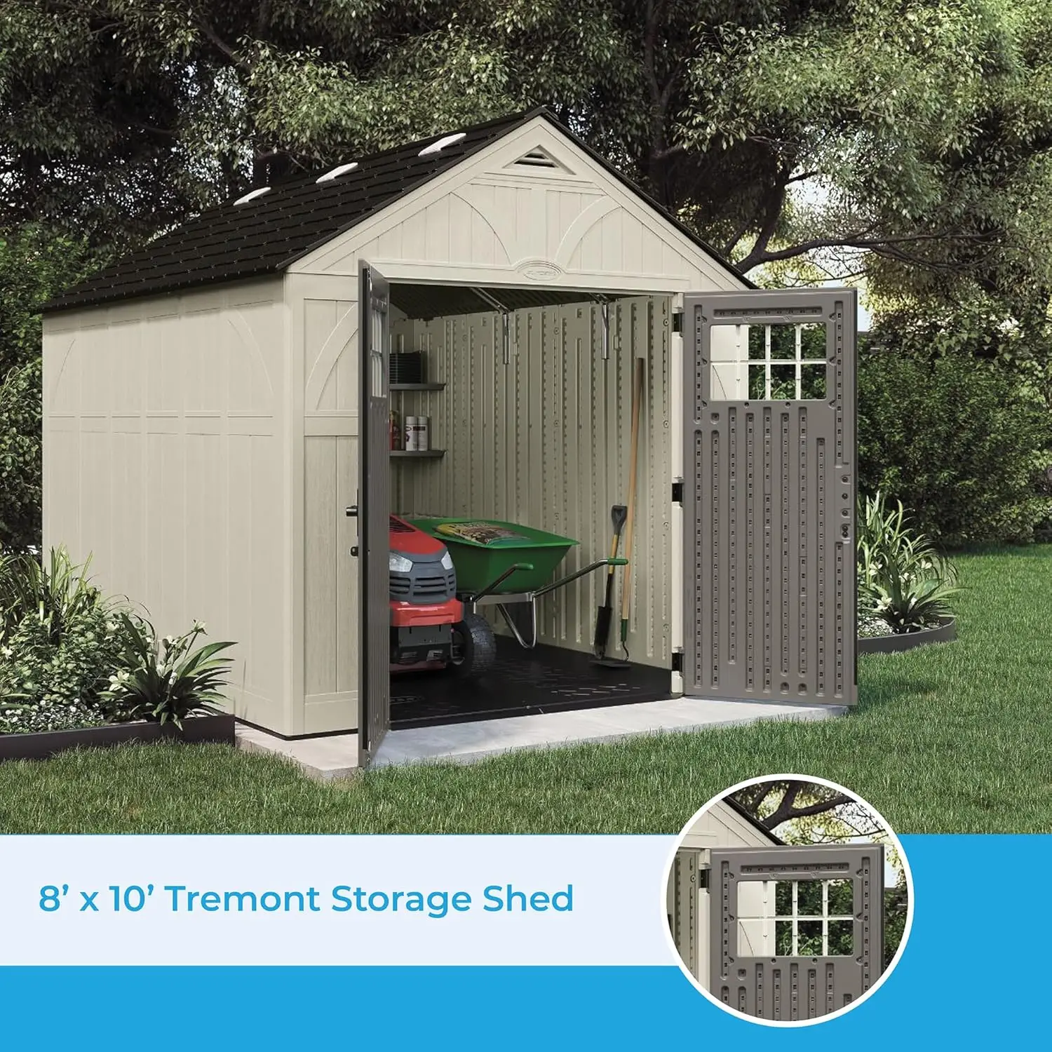 8' x 10' Heavy-Duty Resin Tremont Storage Shed, Sand