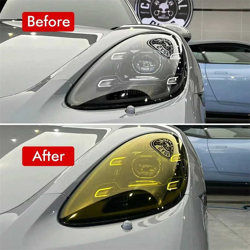 Luce per auto gialla Faro Fanale posteriore Tinta Pellicola in vinile Adesivo che copre la luce Pellicola per lampada posteriore Decorazione per auto Pellicola per luce automobilistica - immagine 3