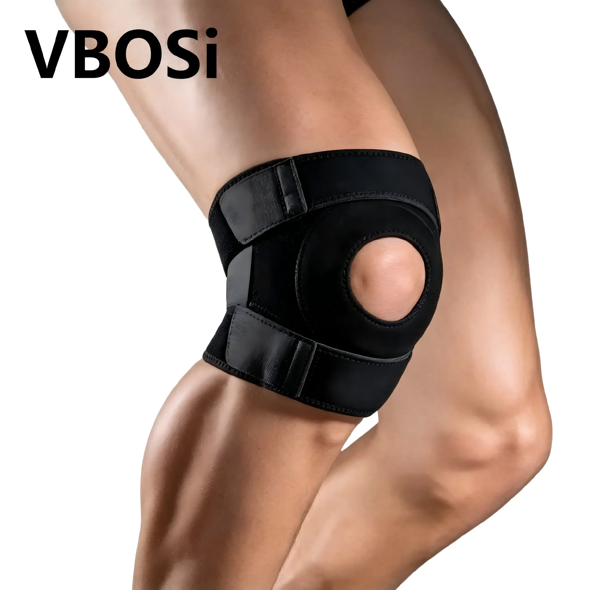 VBOSI Adjustable Open Patella Knee Brace for Men Women, Breathable Knee Support for Gym Running Workout Sports Injury Protection