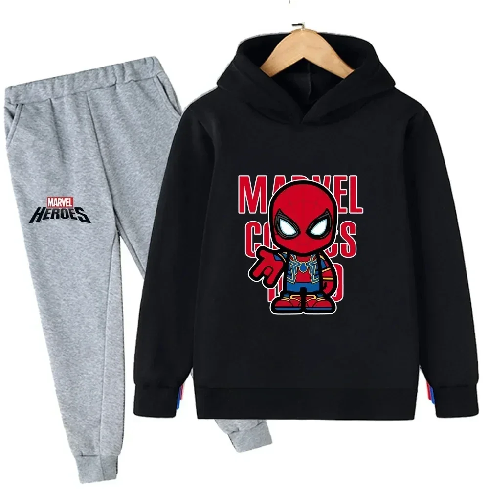 thumbnail image 1 of Ropa de moda de primavera y otoño para niños, sudaderas con capucha y pantalones con estampado de dibujos animados de Marvel Spiderman, conjuntos de 2 piezas, trajes deportivos informales para niños y, 1 of 5