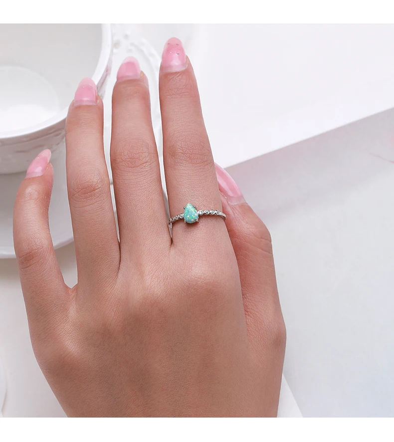 MODIAN Real 925 Sterling Silver Elegant Waterdrop Colorful Opal Finger Rings For Women Valentine Christmas Gift Fine Jewerly MODIAN Real 925 Sterling Silver Elegant Waterdrop Colorful Opal Finger Rings For Women Valentine Christmas Gift Fine Jewerly