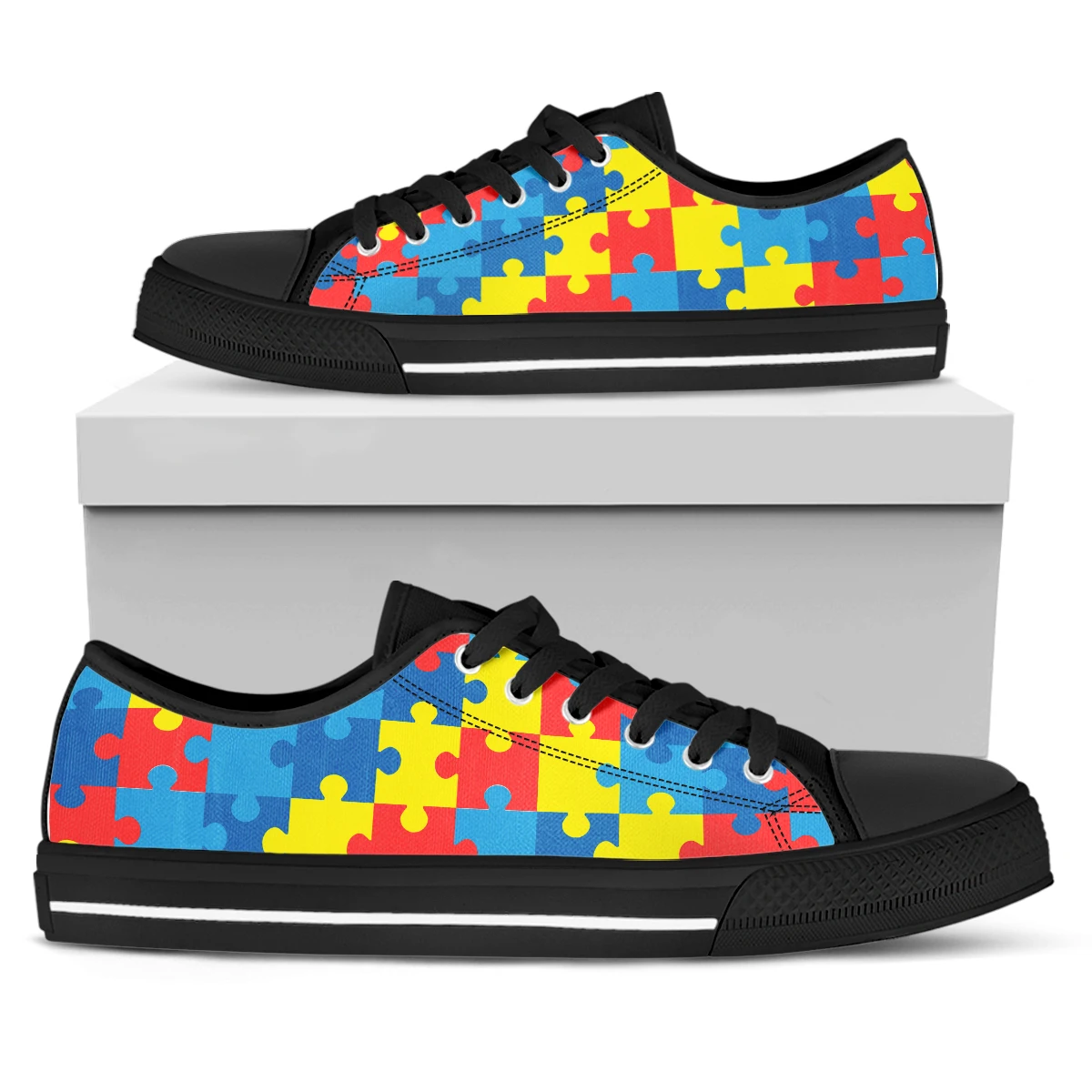Elviswords Autism Awareness Design Women's Vulcanized Shoes Sneakers