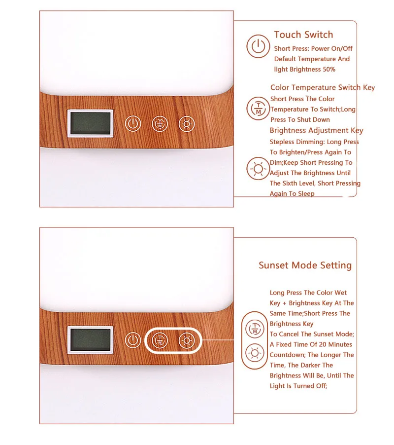 Houtnerf Droevig Fototherapie Lamp Bionische Natuurlijke Lichtbron Emotionele Timing Kleur Matching Leeslampjes Multifunctioneel_voghion.com