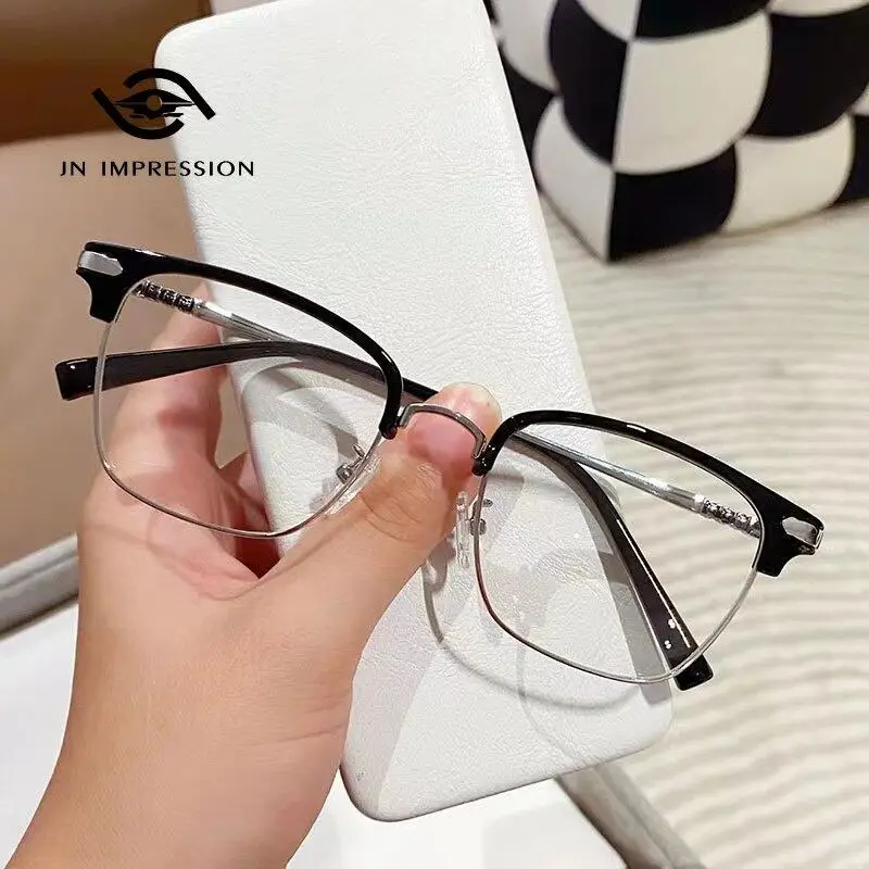 

New Eyebrow Metal Frame Anti-blue Light Glasses Men's Presbyopic Glasses Middle-aged Elderly Retro Business Reading Glasses