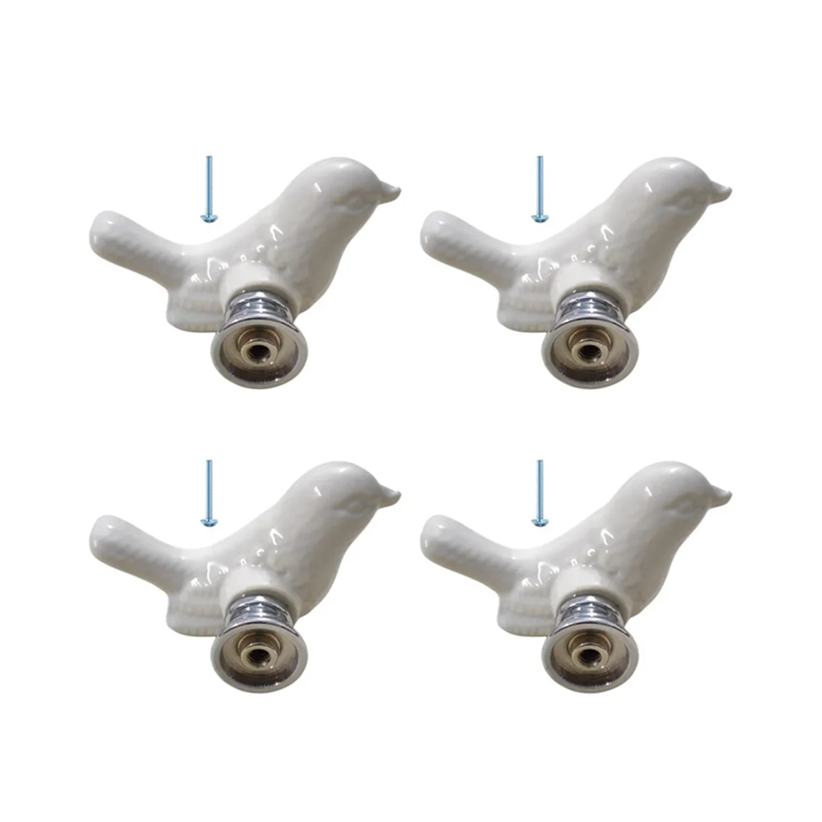 

4 упаковки, зеленые милые дверные ручки для шкафов с птицами, искусственная, винтажная ручка для шкафа (белая)