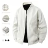 Spring New Men's Bomber Jacket Solid Color Pocket Zipper Fashion Baseball Jacket Simple Style Stand Collar Casual Streetwear