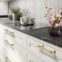 ลิ้นชักตู้ Knob เฟอร์นิเจอร์ตู้เสื้อผ้า T บาร์ห้องครัวตู้ฮาร์ดแวร์สีดำทองโลหะผสมสังกะสีเฟอร์นิเจอร์ลิ้นชัก 5