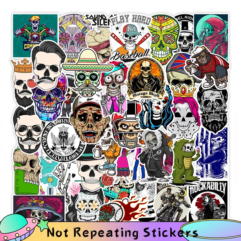 10/50Pcs/pack Cartoon Punk Gothic Horror Skeleton Mix Graffiti Stickers For Diy Luggage Laptop Helmet Skateboard Phone Case Kid