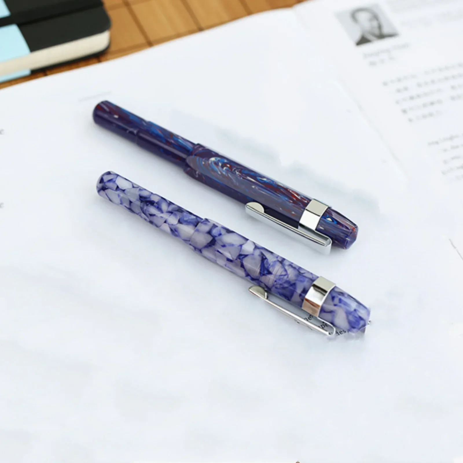 MAJOHN DELIKE 만년필, 멋진 아크릴 여행 짧은 펜, 포켓 펜, 엑스트라 파인 EF 팁, 0.38mm 아트 펜