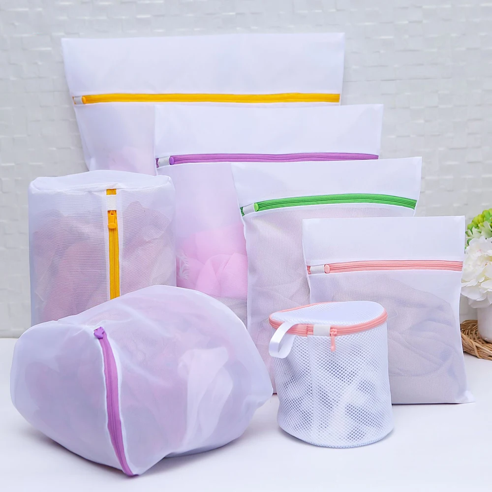 7Pcs/Set Mesh Zipped Laundry Bag Polyester Net Anti-Deformation