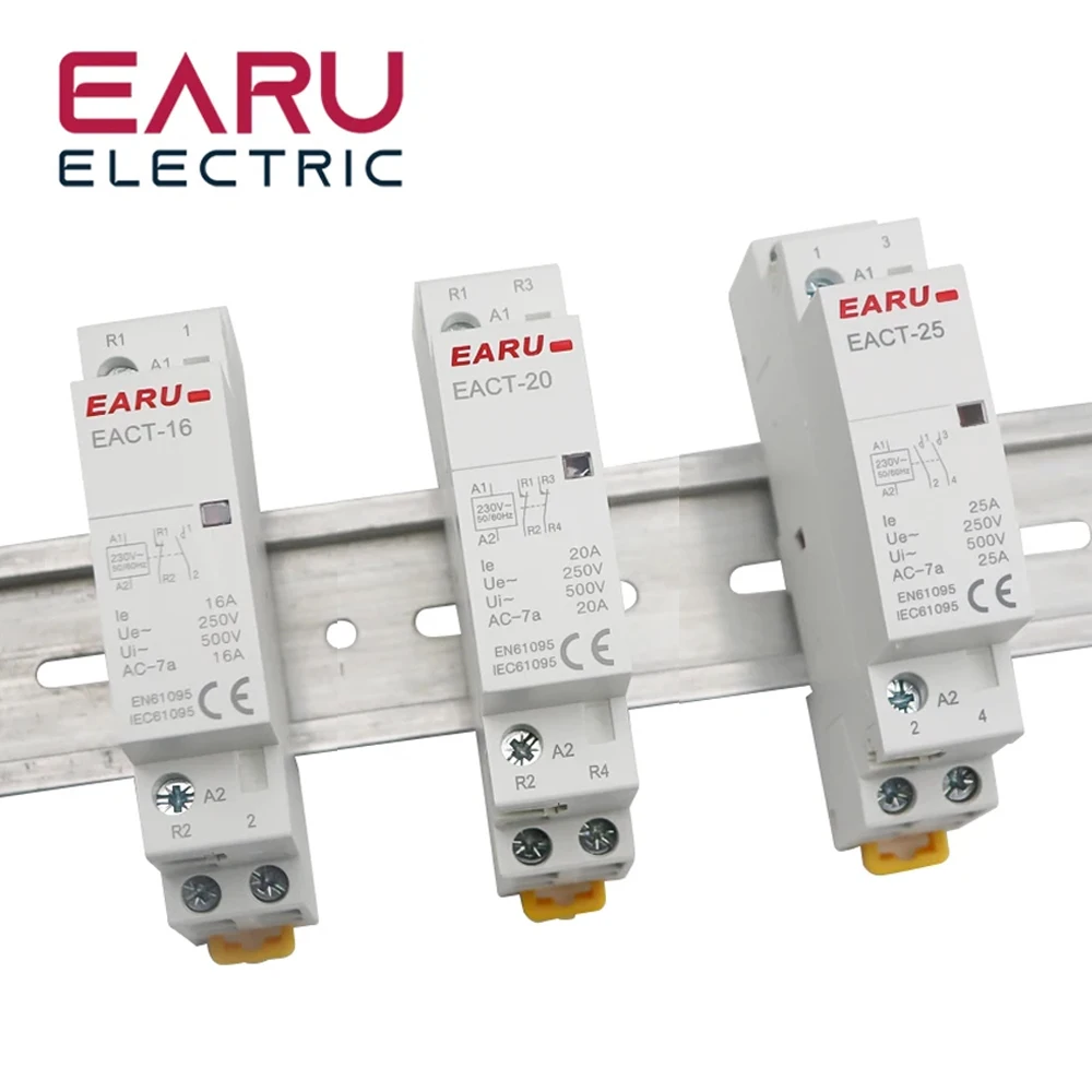 Earu EACT-2P-25A Modular AC Contactor for Earu Home Rail Mounted DIN DC 12 V, 24 V, AC 110 V, 220 V, 50/60 Hz, 2 Poles, 16 A, 20 A, 25 A, 2 NO, 2 NC , 1 NO, 1 NC, for smart home - Image 5