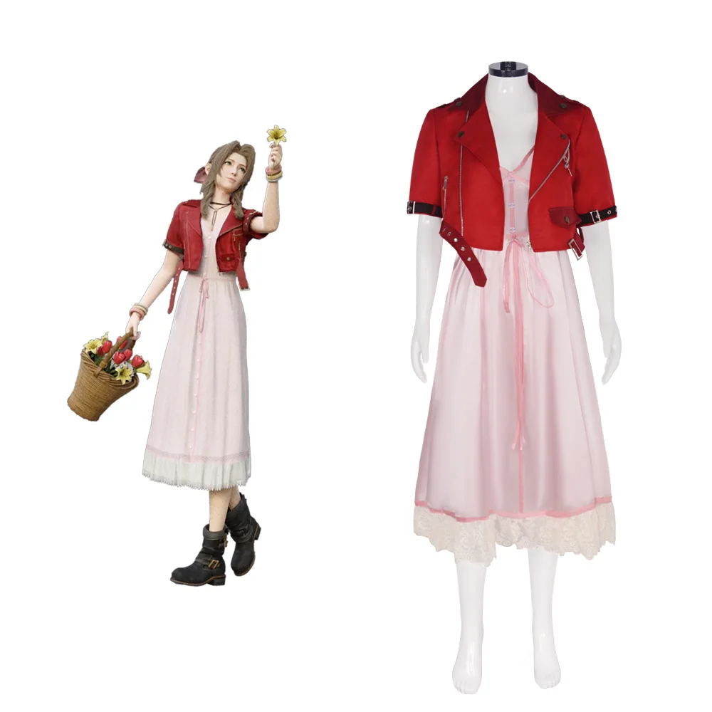 Final Fantasy VII Aerith Gainsborough Cosplay Costume for Women (Unofficial)