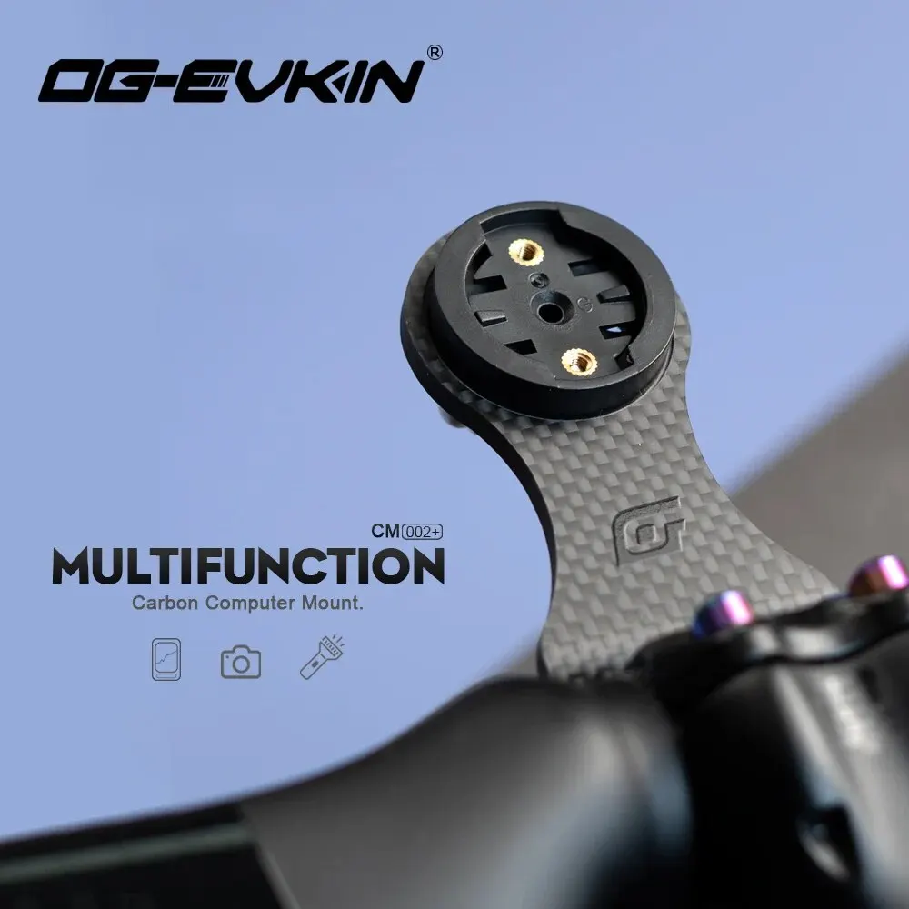 OGEVKIN-Bike Stem Extension Carbon Computer Mount, Holder Rack para GPS, computador de ciclismo, câmera, acessórios bicicleta luz, 3K preto