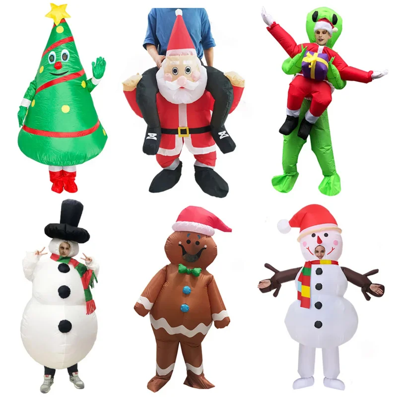 

Рождественская елка, снеговик, Санта-Клаус, надувные костюмы, костюм для косплея, причудливое платье, костюм на Хэллоуин для мужчин и женщин
