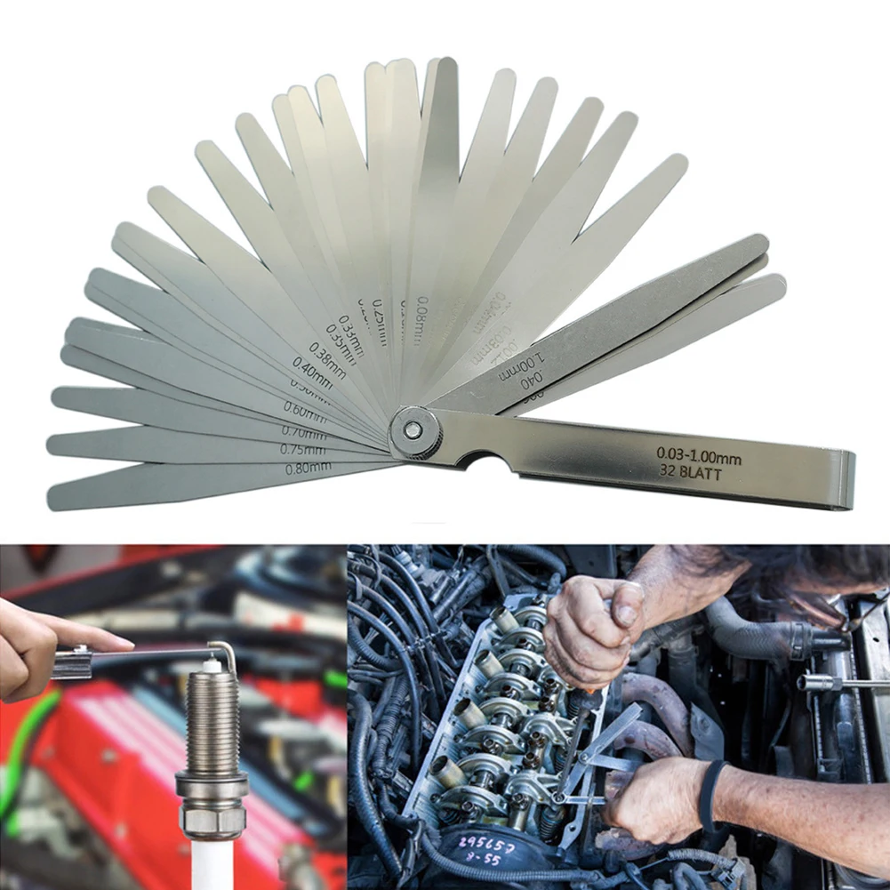 32-blade Stopper 0.03-1mm Motorcycle Valve Measurement Portable Stainless Steel Inch And Metric Clearance Measurement Tool