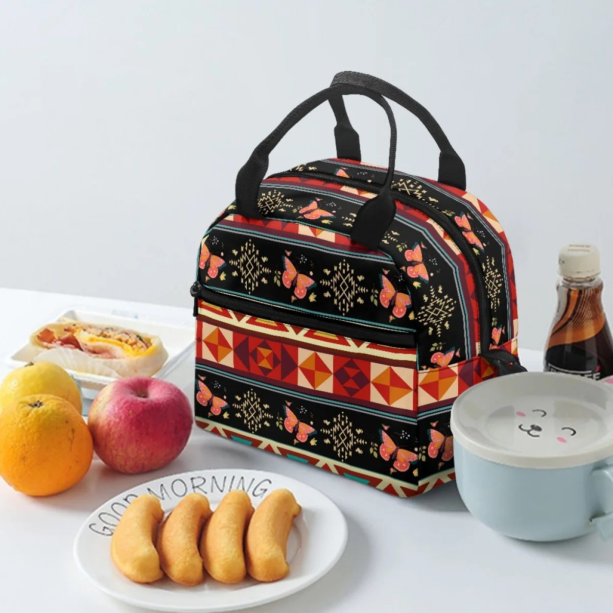 FORUDESIGNS Butterfly Ethnic Pattern Thermal Lunch Box for Food New Practical Convenient Women's Thermal Lunchbox Picnic
