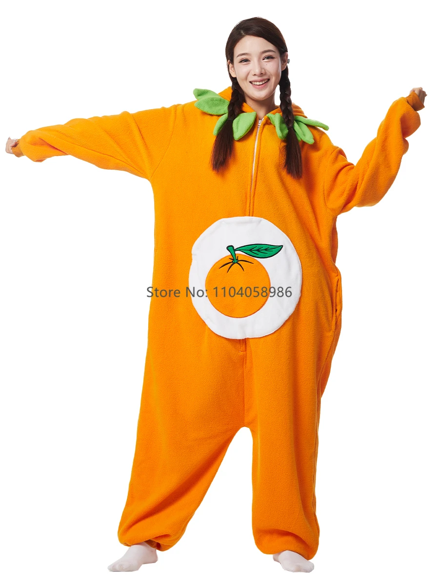 Fruit Kigurumi Costume Halloween Onesie Orange For Women Men Adult Kids Pyjamas Cartoon Pajama Cosplay Party Homewear