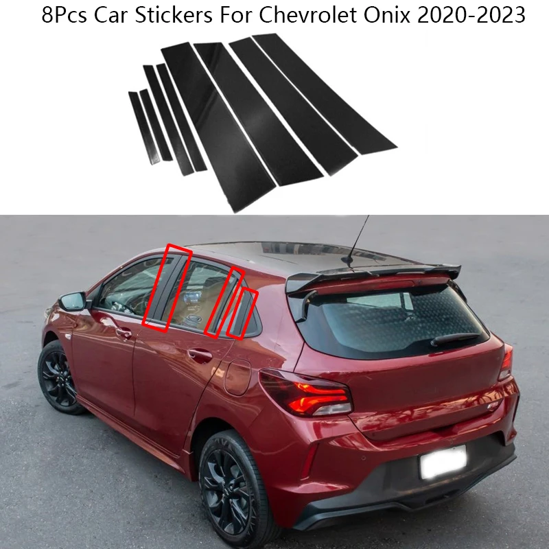 

8Pcs Car Pillar Posts Trims Cover For Chevrolet Onix 2020-2023 Window Trim Cover BC Column Stickers Chromium Decoration