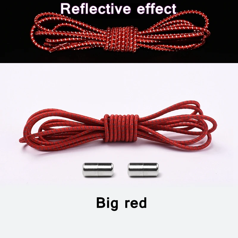 Reflective Shoelaces Without Ties No Tie Shoe Laces Elastic Laces Sneakers Boots Round Kids Adult Quick Shoe Lace Rubber Bands
