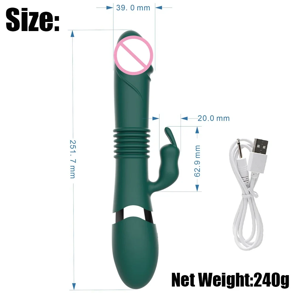 Thrusting Rabbit Vibrator Dildo for Women Clit Vaginal Nipple Anal G Spot Stimulator Rechargeable Vibrators Sex Toys for Couple