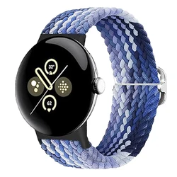 Braided Solo Loop Elastic Nylon Bracelet - Pixel watch (Gradient Blue S)