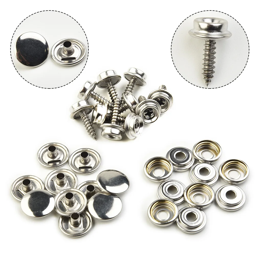 Parts Practical Useful Durable Snap Fasteners Leathers Marine Repair Kit Rivet Silver 30pcs Stud Boat Button Canvas Car Hoods